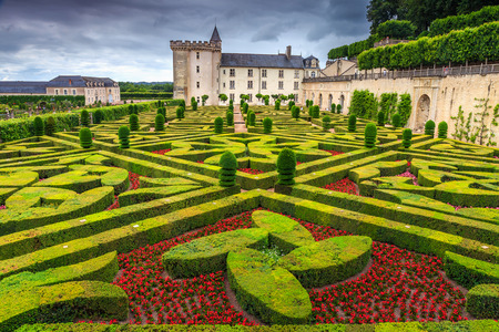 Stunning ornamental garden of Villandry castle in the Loire Valley,France,Europeのeditorial素材