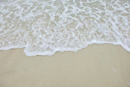 Close-up wave of blue sea on the beach.の写真素材