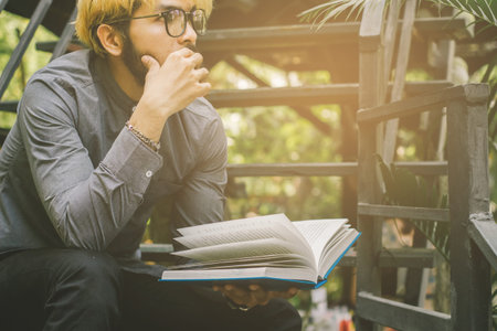 Students reading of knowledge for design Ideas concept., New project modern loft.の写真素材