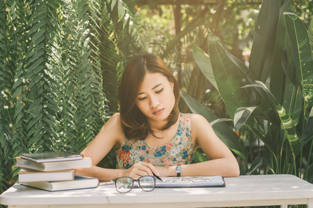 Young woman working  New project modern loft, Design Ideas Concept.の写真素材