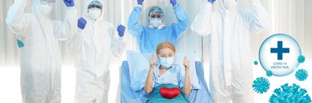 doctor and disease control experts team can handle patients COVID 19, corona virus patient has recovered. prevention, immunization keep vital organ systems functioning and treatment from corona virusの写真素材