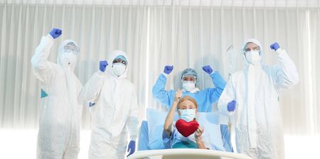 doctor and disease control experts team can handle patients COVID 19, corona virus patient has recovered. prevention, immunization keep vital organ systems functioning and treatment from corona virusの写真素材