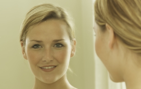 Model in the mirrorの写真素材