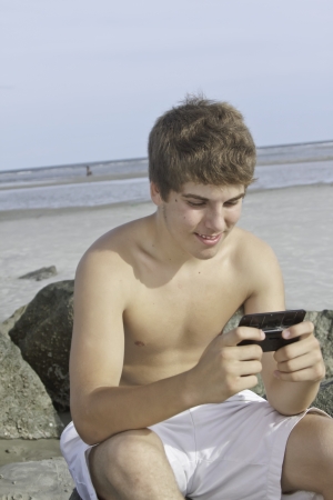 Young male on phoneの写真素材