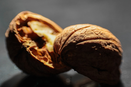 Heap of organic nuts - selective focus macro shotの写真素材