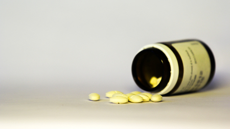 pills on a white background. symbolic photo for medicine and drugsの写真素材