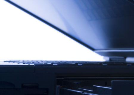 Laptop PC over white background.
