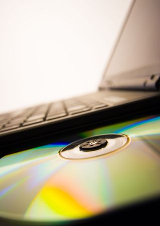Laptop PC over white background.の写真素材