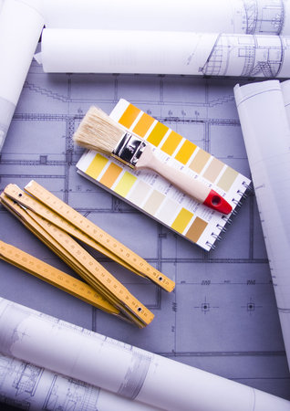 Color samples & Architecture plan の写真素材