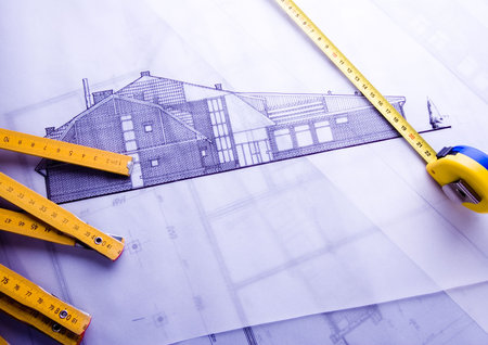 House blue print close up