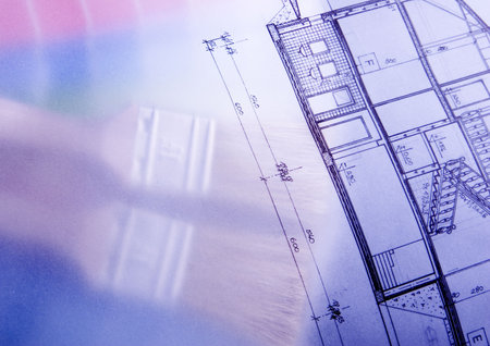 House blue print close up