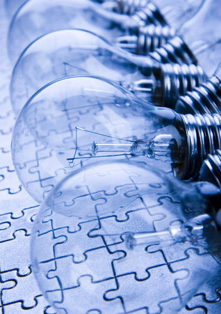 Light bulb on jigsaw