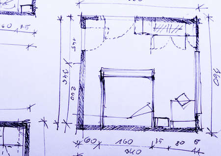 Close up of a blueprintの写真素材
