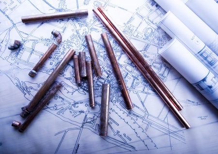 House blueprints close upの写真素材