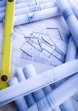 House blueprints close upの写真素材