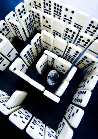 Labyrinth from dominoes and Diamond  の写真素材