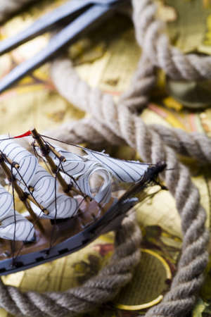 Ship and old map の写真素材