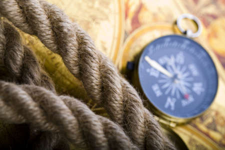 Old map & Rope の写真素材