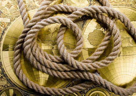 Old map & Ropeの写真素材