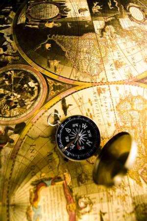Compass on old map の写真素材