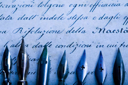 Old sheet of paper & Nibsの写真素材