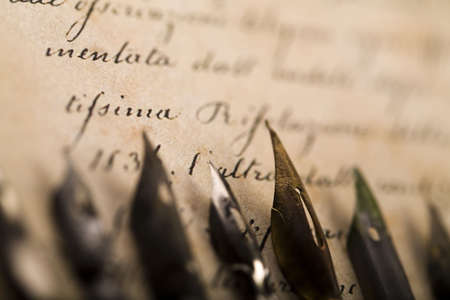 Nibs on old paper  の写真素材