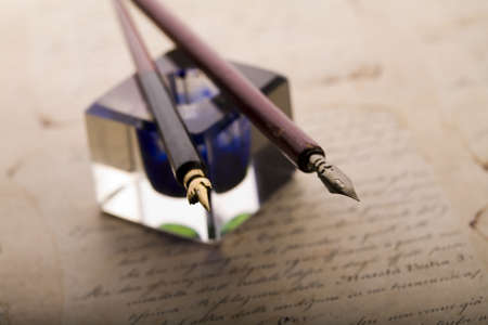 Paper background & Ink and pen の写真素材