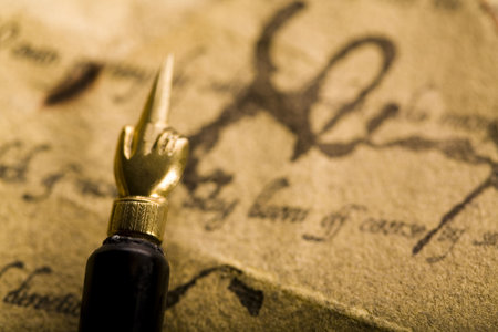 Nib on old paper  の写真素材