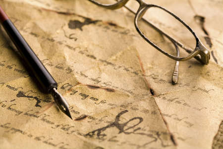 Old paper & Pen の写真素材