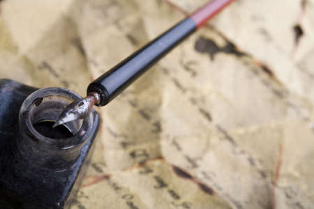 Old paper & Pen の写真素材