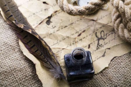 Paper background & Ink and pen の写真素材