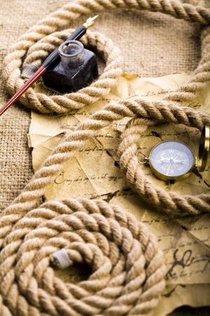 Old paper & Pen and rope