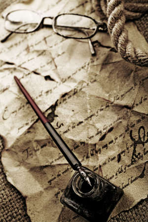 Old paper & Pen の写真素材