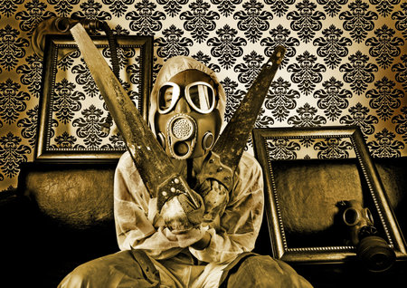 Madman & Gas Mask の写真素材