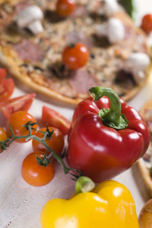 Vegetables with a pizzaの写真素材