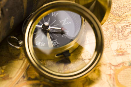 Magnifying glass & Compassの写真素材