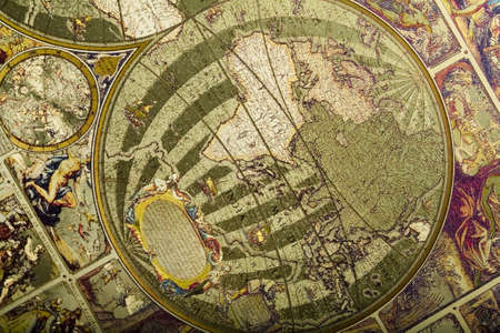 World map on old paperの写真素材