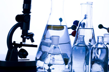 Microscope and atom & Laboratory glass
