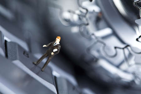 Figure man over computer backgroundの写真素材