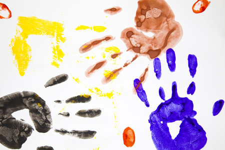 Multicolored hand print