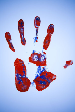 Multicolored hand print