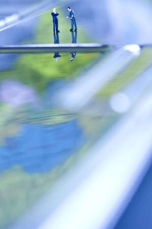 Figure man over computer backgroundの写真素材