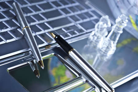 Business concept the ballpoint and chessの写真素材