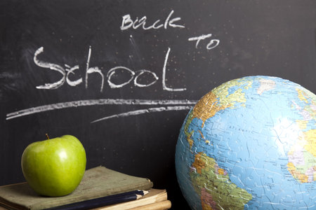 Inscription on a school chalkboard - back to school 