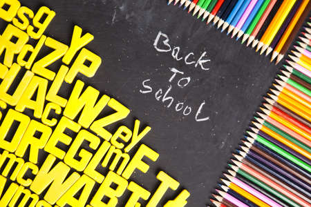 Pencils & Chalkboardの写真素材