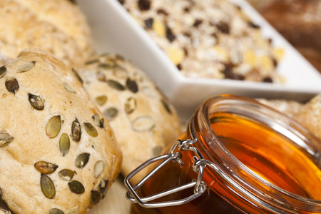 Honey and breadの写真素材