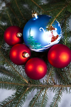 Christmas spruce, Santa Claus and Bauble の写真素材