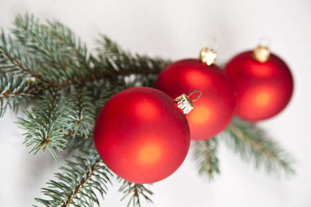 Red baubles as a symbol of Christmas の写真素材
