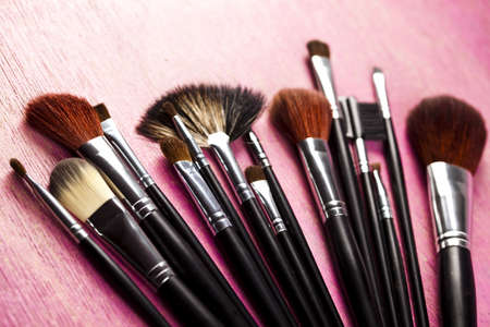 Many different professional makeup brushesの写真素材