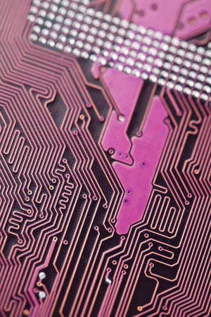 Closeup of computer circuit board